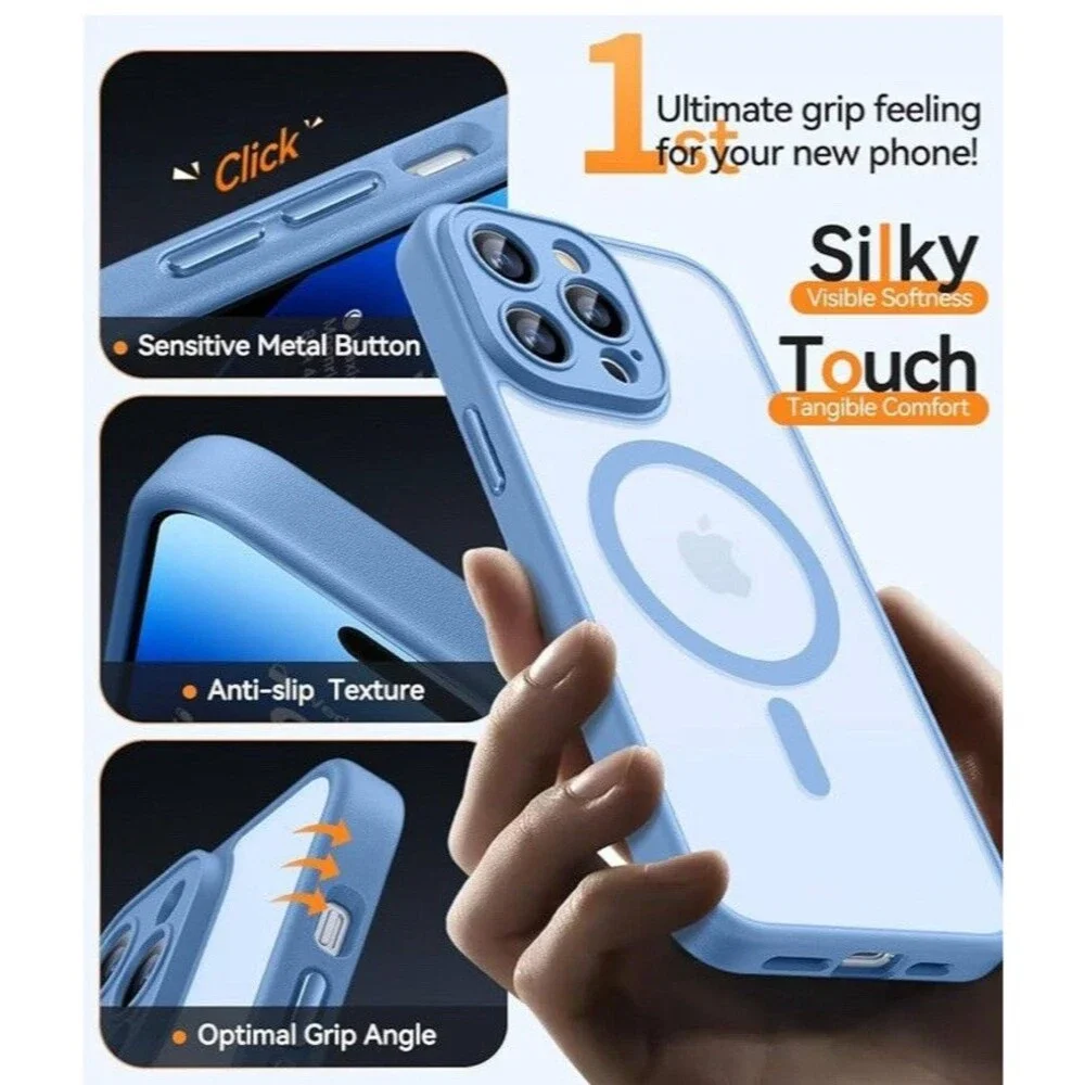 Magnetic Compatible with iPhone 14 Pro Max Case, 6.7 Inch - Light Blue
